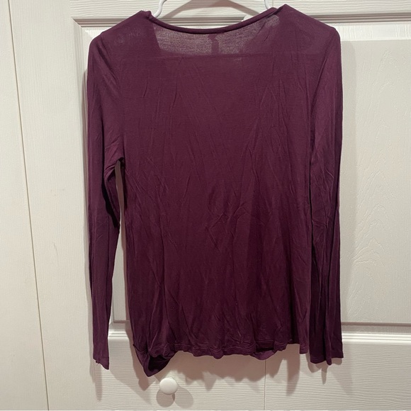 GLITZ Women’s Soft Long Sleeve Deep V-Neck Top Shirt - purple, size M - Picture 2 of 4